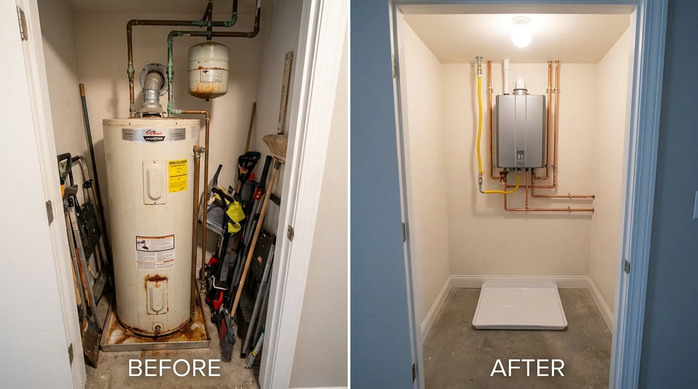 Tank water heater versus wall-mounted tankless unit comparison for Pinch, WV homeowners